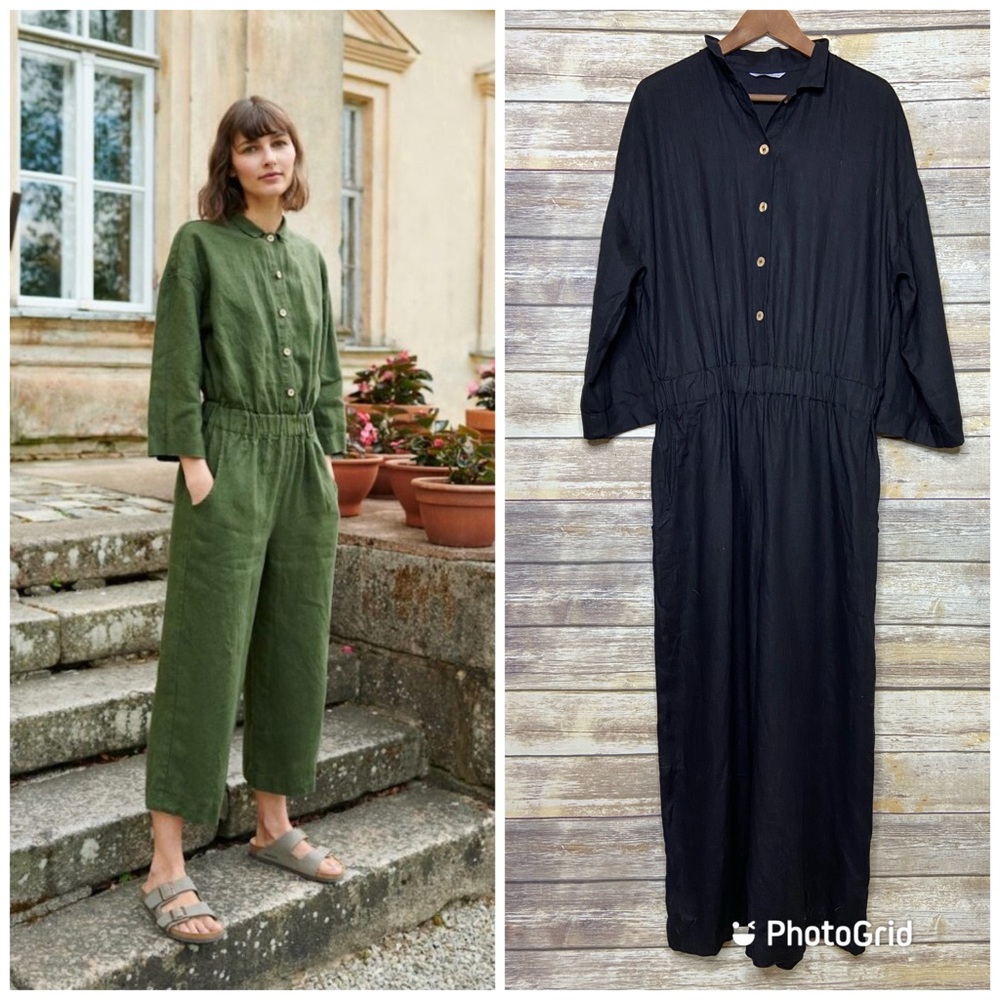 Linenfox L/XL work wear jumpsuit 100% Medium weight Linen